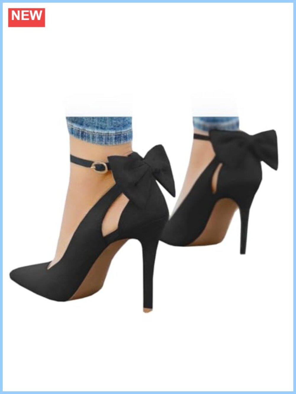 Faux Suede Stiletto Ankle Strap Wedding Pumps Bow Tie Back